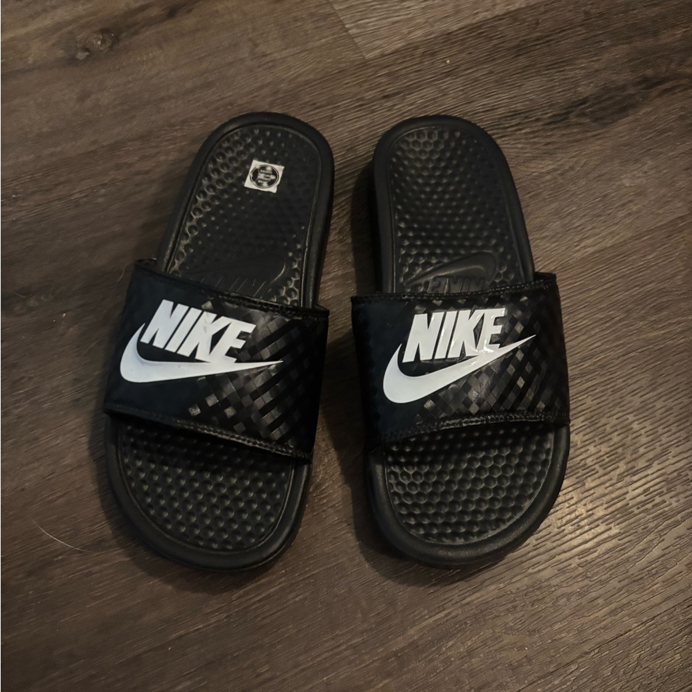 Nike Black and White Slide Sandals